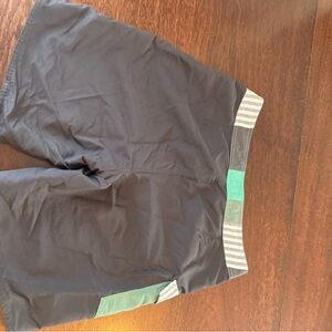 Ptagonia Shorts Mens 32 Black Blue Patch Pocket Wavefarer Board Shorts Trunks